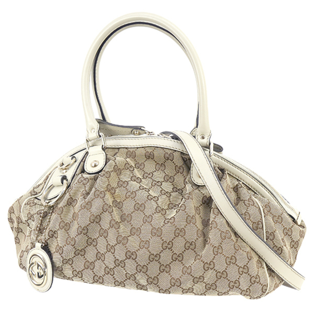 Gucci Sukey GG Canvas Shoulder Bag White